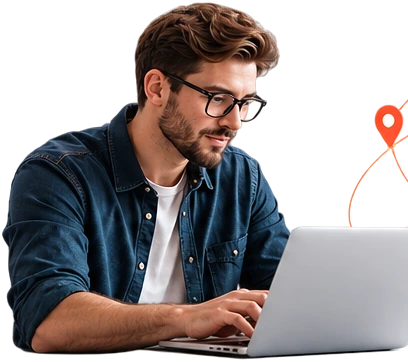 A creative strategist working on a laptop